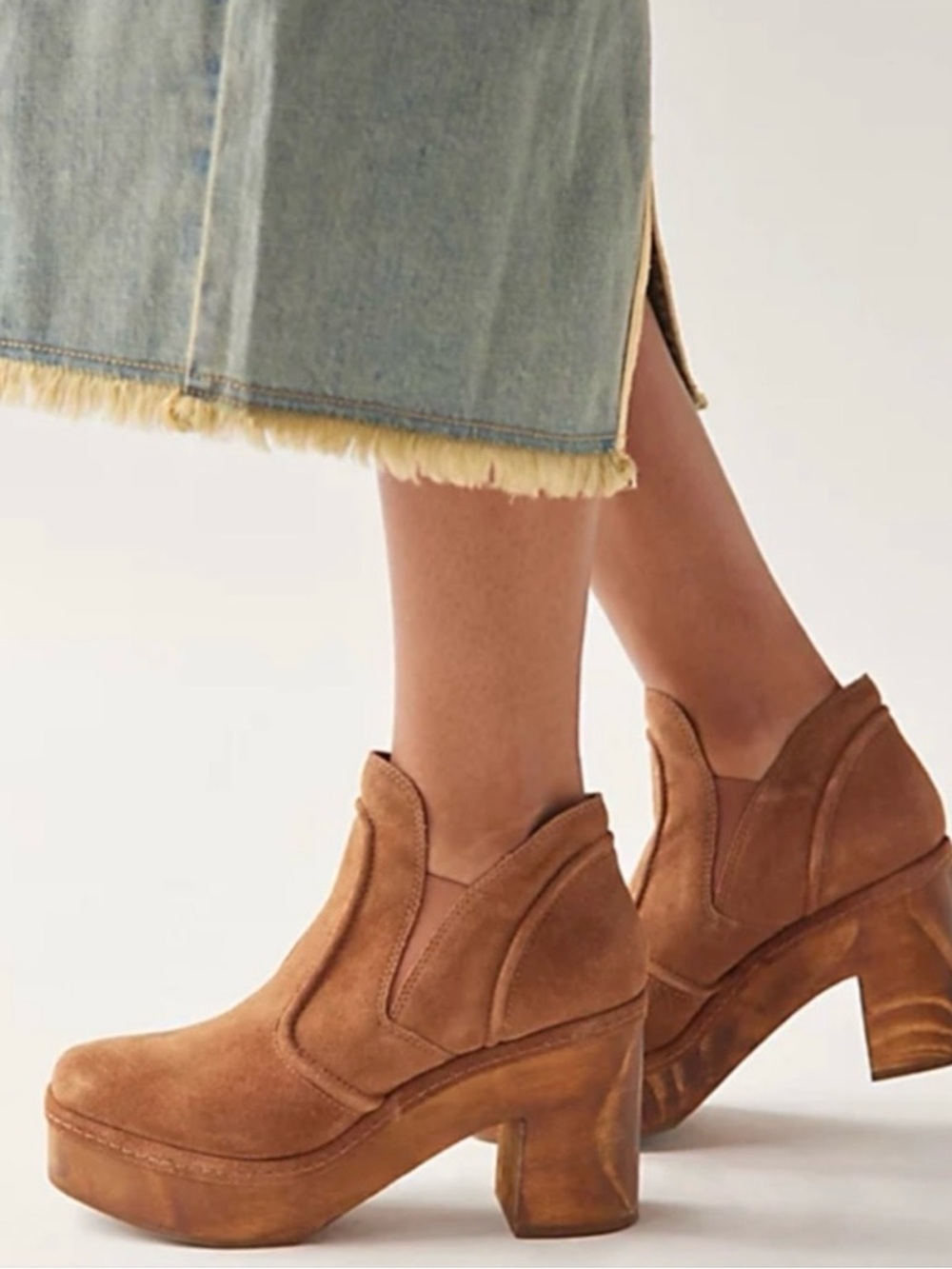 Matisse Jolie Platform Suede Ankle Clog Wooden Sole Ankle Boot Size 8 pre-owned